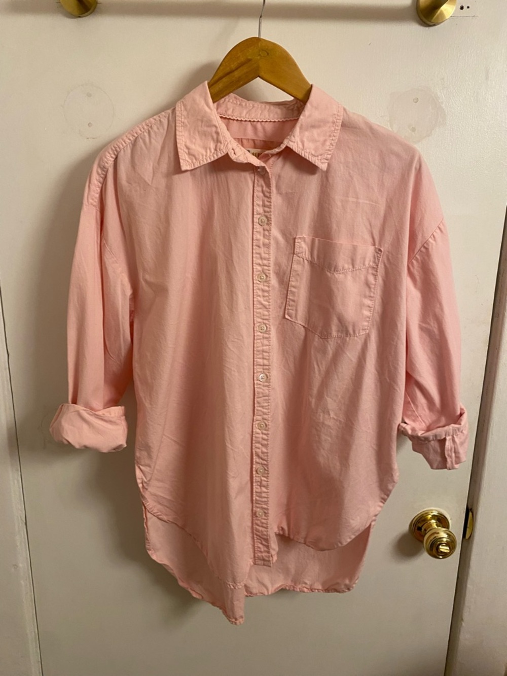 Anthropologie 100% Cotton Relaxed Button-Down Shirt — Pink